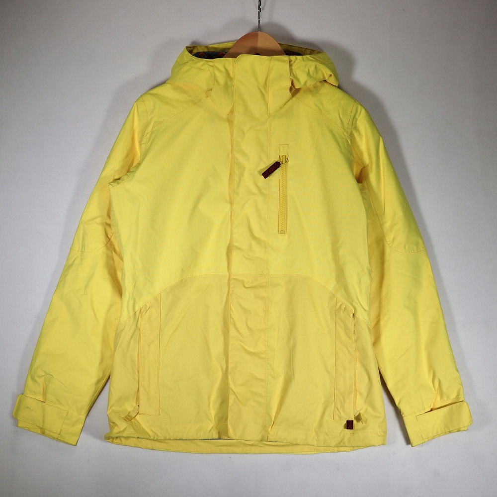 Burton Snowboard Jacket Womens M Yellow Dryride Insulated Hooded Winter Ski